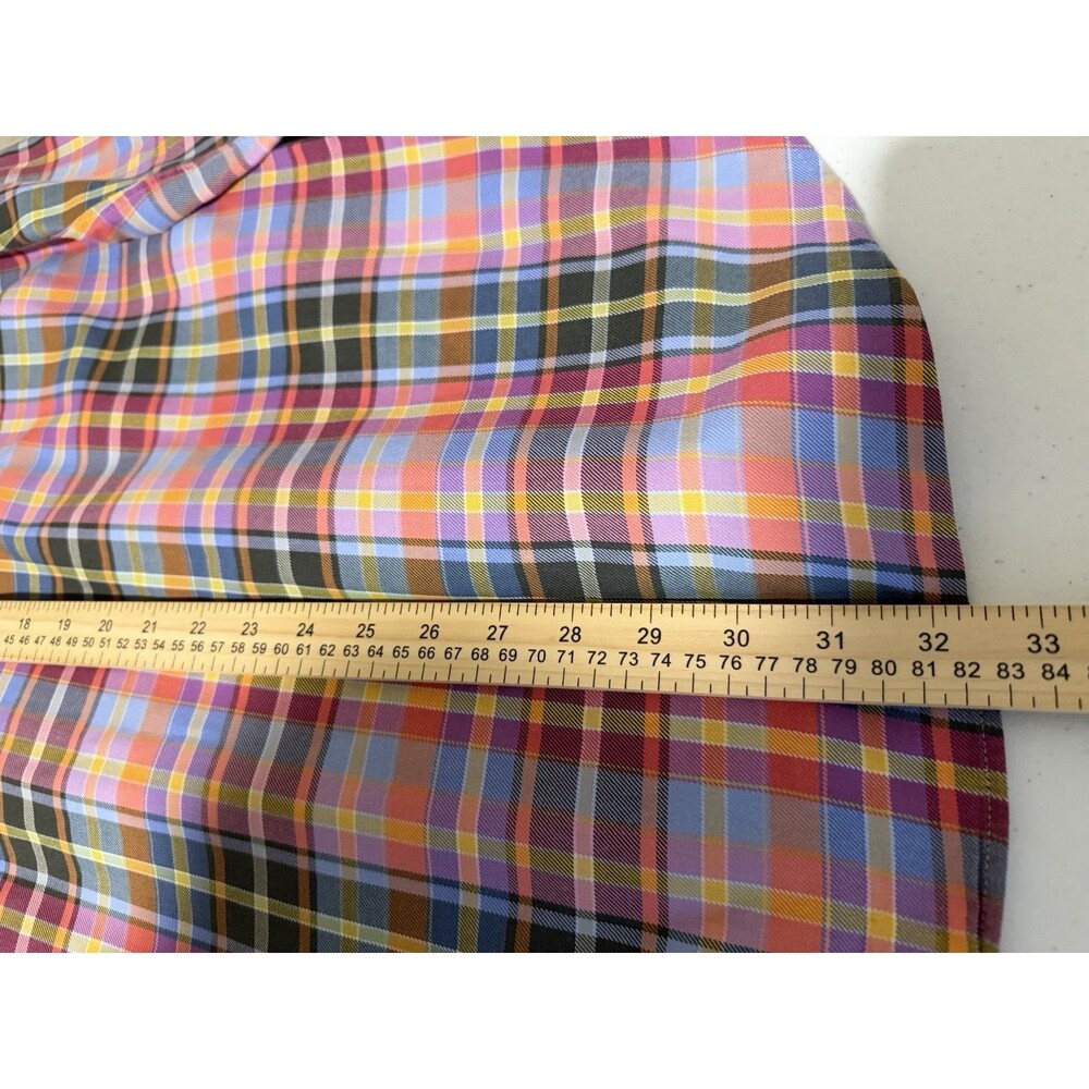 Peter Millar MF13D250L Men’s Large Multicolor Plaid Cotton Shirt Made Turkey - Picture 4 of 5